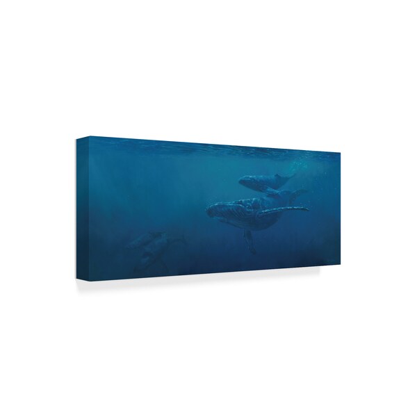 Michael Jackson 'Whales Under Water' Canvas Art,10x24